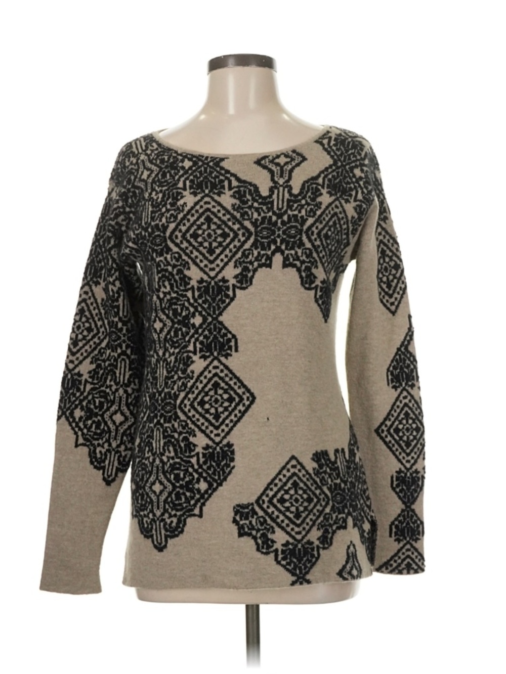 ETRO Wool Oatmeal and Black Geometric Sweater 44